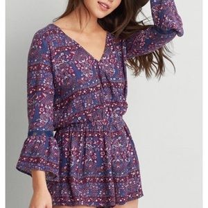 AE multicolored long sleeve romper size small